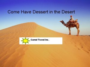 Come Have Dessert in the Desert Camel Travel