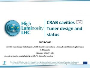 CRAB cavities Tuner design and status Kurt Artoos