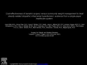 Costeffectiveness of bariatric surgery versus community weight management