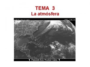 TEMA 3 La atmsfera 1 LA ATMSFERA INTRODUCCIN