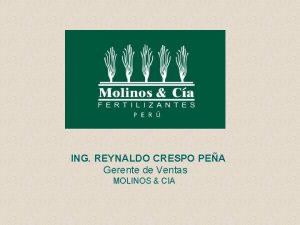 ING REYNALDO CRESPO PEA Gerente de Ventas MOLINOS