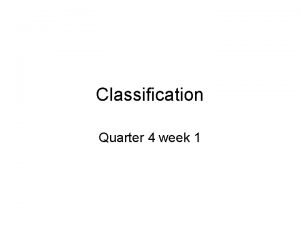 Classification Quarter 4 week 1 Classification grouping organisms