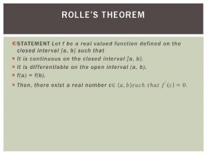 ROLLES THEOREM GEO METRICAL IN TERPRETATION OF ROL