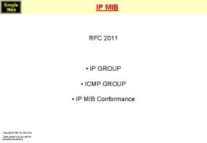 IP MIB RFC 2011 IP GROUP ICMP GROUP