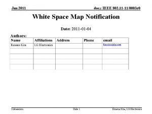 Jan 2011 doc IEEE 802 11 110003 r