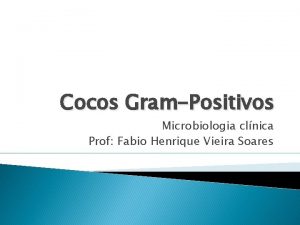 Cocos GramPositivos Microbiologia clnica Prof Fabio Henrique Vieira