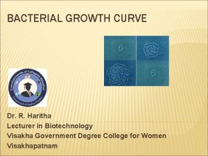 BACTERIAL GROWTH CURVE Dr R Haritha Lecturer in