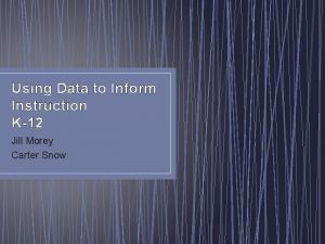 Using Data to Inform Instruction K12 Jill Morey