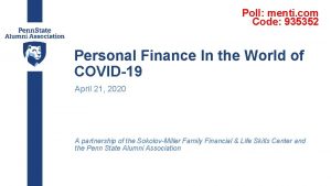 Poll menti com Code 935352 Personal Finance In