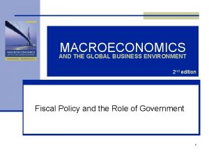 MACROECONOMICS AND THE GLOBAL BUSINESS ENVIRONMENT 2 nd