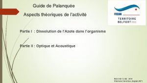 Guide de Palanque Aspects thoriques de lactivit Partie