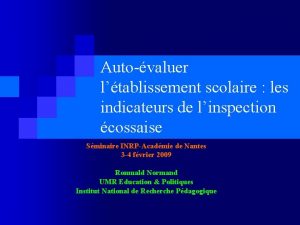 Autovaluer ltablissement scolaire les indicateurs de linspection cossaise