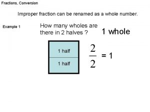 Fractions Conversion Improper fraction can be renamed as