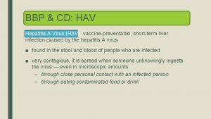 BBP CD HAV Hepatitis A Virus HAV vaccinepreventable
