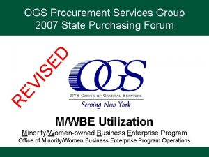 RE VI SE D OGS Procurement Services Group