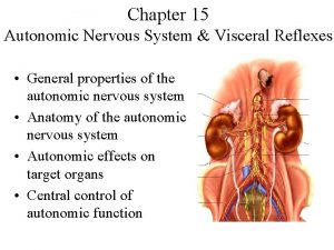 Chapter 15 Autonomic Nervous System Visceral Reflexes General