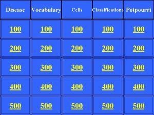 Disease Vocabulary Cells Classifications Potpourri 100 100 100