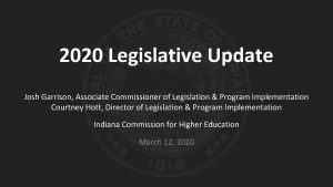 2020 Legislative Update Josh Garrison Associate Commissioner of