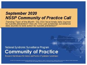 September 2020 NSSP Community of Practice Call Trending