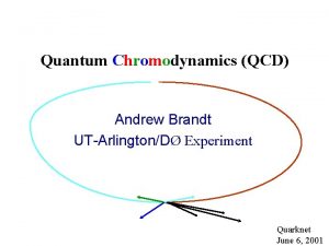 Quantum Chromodynamics QCD Andrew Brandt UTArlingtonD Experiment Quarknet