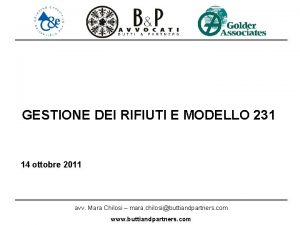 GESTIONE DEI RIFIUTI E MODELLO 231 14 ottobre