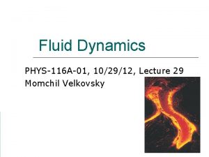 Fluid Dynamics PHYS116 A01 102912 Lecture 29 Momchil
