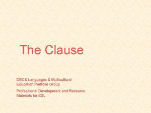The Clause DECS Languages Multicultural Education Portfolio Group