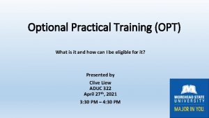 Optional Practical Training OPT What is it and