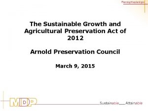 Planning Maryland gov The Sustainable Growth and Agricultural