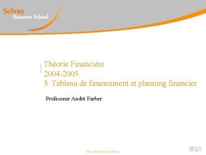 Thorie Financire 2004 2005 3 Tableau de financement