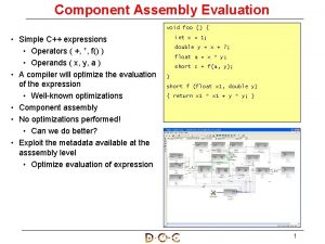 Component Assembly Evaluation void foo Simple C expressions