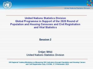 United Nations Statistics Division Global Programme in Support