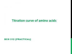 Titration curve of amino acids BCH 312 PRACTICAL