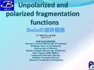 Unpolarized and polarized fragmentation functions 2011 17 Ralf