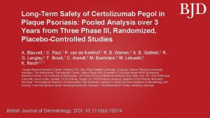 LongTerm Safety of Certolizumab Pegol in Plaque Psoriasis