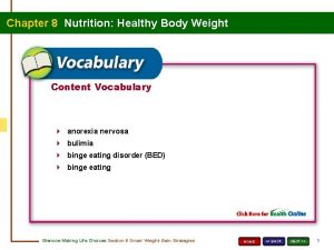 Chapter 8 Nutrition Healthy Body Weight Content Vocabulary