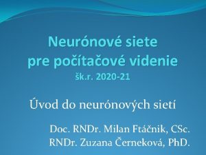 Neurnov siete pre potaov videnie k r 2020