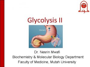 Glycolysis II Dr Nesrin Mwafi Biochemistry Molecular Biology