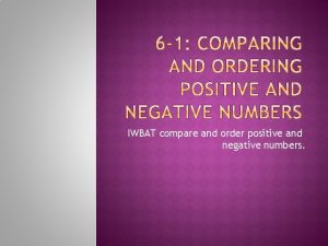 IWBAT compare and order positive and negative numbers