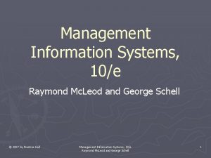 Management Information Systems 10e Raymond Mc Leod and