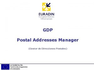 GDP Postal Addresses Manager Gestor de Direcciones Postales