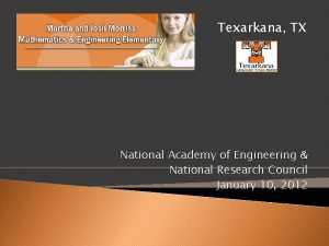 Texarkana TX National Academy of Engineering National Research