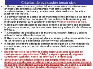 Criterios de evaluacin tercer ciclo 1 Buscar seleccionar