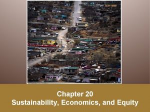 Chapter 20 Sustainability Economics and Equity Sustainability The