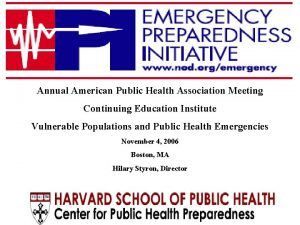 Annual American Public Health Association Meeting Continuing Education