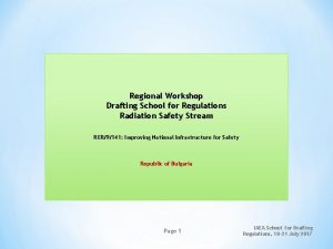 Regional Workshop Drafting School for Regulations Radiation Safety