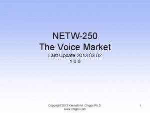 NETW250 The Voice Market Last Update 2013 02