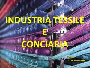 INDUSTRIA TESSILE E CONCIARIA Dottor DAmore Gioele DEFINIZIONI