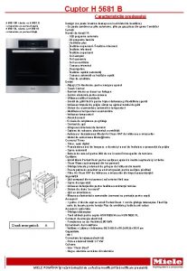 Cuptor H 5681 B Caracteristicile produsului H 5681