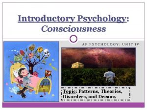 Introductory Psychology Consciousness AP PSYCHOLOGY UNIT IV Topic
